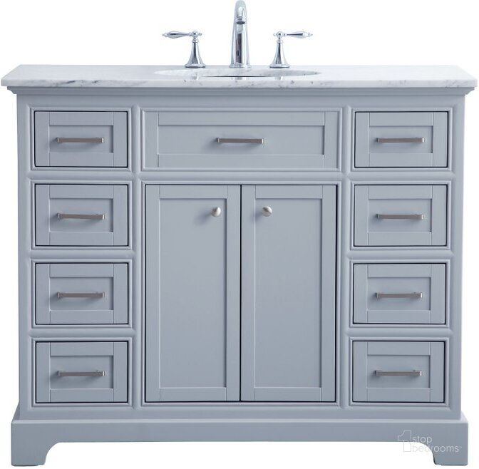 The appearance of Americana 42 Inch Single Bathroom Vanity Set In Light Grey designed by Elegant Lighting in the modern / contemporary interior design. This light grey piece of furniture  was selected by 1StopBedrooms from Americana Collection to add a touch of cosiness and style into your home. Sku: VF15042GR. Product Type: Bathroom Vanity. Image1