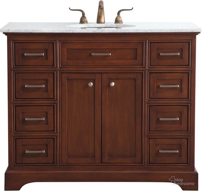 The appearance of Americana 42 Inch Single Bathroom Vanity Set In Teak designed by Elegant Lighting in the modern / contemporary interior design. This teak piece of furniture  was selected by 1StopBedrooms from Americana Collection to add a touch of cosiness and style into your home. Sku: VF15042TK. Product Type: Bathroom Vanity. Image1