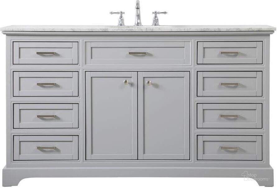 The appearance of Americana 60 Inch Single Bathroom Vanity In Grey designed by Elegant Lighting in the modern / contemporary interior design. This grey piece of furniture  was selected by 1StopBedrooms from Americana Collection to add a touch of cosiness and style into your home. Sku: VF15060GR. Material: Wood. Product Type: Bathroom Vanity. Image1