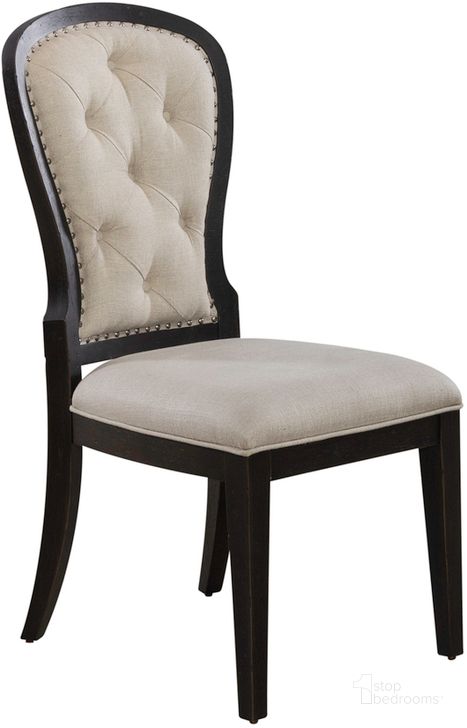 The appearance of Americana Farmhouse Upholstered Tufted Back Side Chair In Black designed by Liberty in the traditional interior design. This black piece of furniture  was selected by 1StopBedrooms from Americana Farmhouse Collection to add a touch of cosiness and style into your home. Sku: 615-C0501S-B. Product Type: Side Chair. Material: Rubberwood. Image1