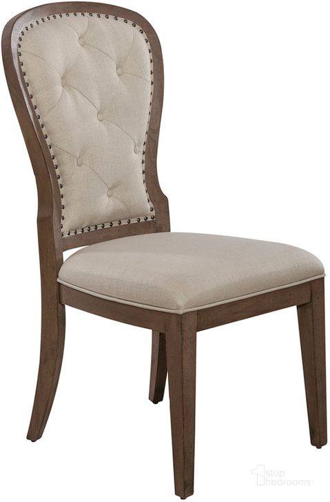 The appearance of Americana Farmhouse Upholstered Tufted Back Side Chair designed by Liberty in the traditional interior design. This taupe piece of furniture  was selected by 1StopBedrooms from Americana Farmhouse Collection to add a touch of cosiness and style into your home. Sku: 615-C0501S. Product Type: Side Chair. Material: Rubberwood. Image1