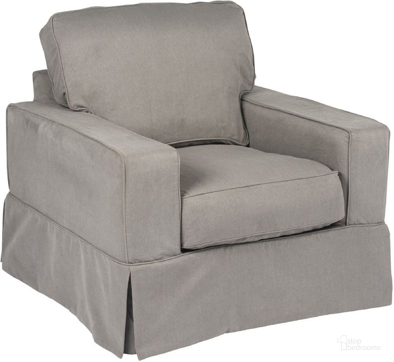 The appearance of Americana Slipcover For Box Cushion Track Arm Chair In Gray designed by Sunset Trading in the modern / contemporary interior design. This gray piece of furniture  was selected by 1StopBedrooms from Americana Collection to add a touch of cosiness and style into your home. Sku: SU-108520SC-391094. Material: Polyester. Product Type: Cover. Image1