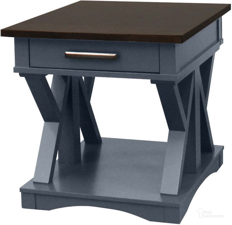 The appearance of Americana Modern Denim End Table designed by Parker House in the transitional interior design. This brown and gray piece of furniture  was selected by 1StopBedrooms from Americana Modern Collection to add a touch of cosiness and style into your home. Sku: AME#02-DEN. Product Type: End Table. Image1