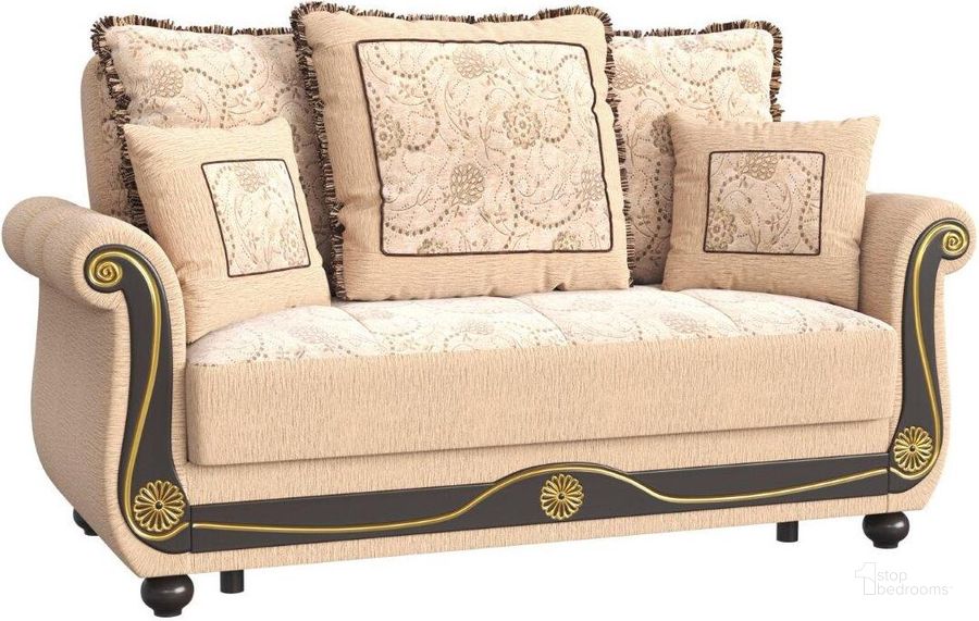 The appearance of Americana Upholstered Convertible Loveseat with Storage In Beige designed by Casamode in the modern / contemporary interior design. This beige piece of furniture  was selected by 1StopBedrooms from Americana Collection to add a touch of cosiness and style into your home. Sku: AMR-BE-LS. Product Type: Loveseat. Material: Chenille. Image1