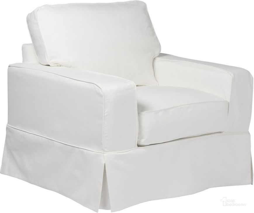 The appearance of Americana Slipcover For Box Cushion Track Arm Chair In White designed by Sunset Trading in the modern / contemporary interior design. This white piece of furniture  was selected by 1StopBedrooms from Americana Collection to add a touch of cosiness and style into your home. Sku: SU-108520SC-391081. Material: Polyester. Product Type: Cover. Image1