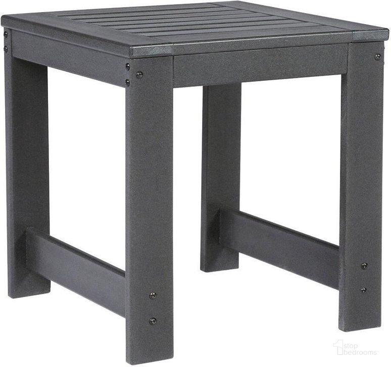 The appearance of Amora Charcoal Gray Outdoor End Table designed by Signature Design by Ashley in the transitional interior design. This charcoal gray piece of furniture  was selected by 1StopBedrooms from Amora Collection to add a touch of cosiness and style into your home. Sku: P417-702. Product Type: Outdoor Table. Image1