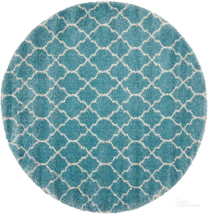 The appearance of Amore Aqua 8 Round Area Rug designed by Nourison in the modern / contemporary interior design. This aqua piece of furniture  was selected by 1StopBedrooms from Amore Collection to add a touch of cosiness and style into your home. Sku: 99446331472. Material: Polypropylene. Product Type: Area Rugs. Image1