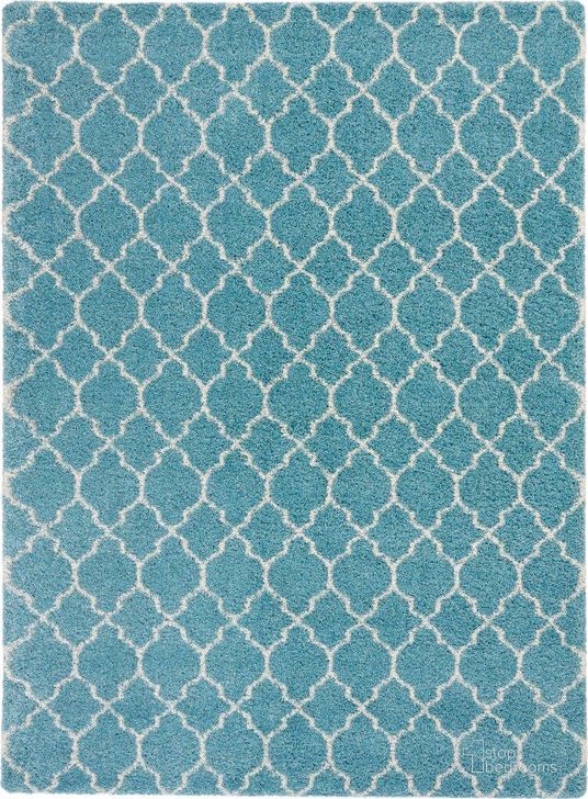 The appearance of Amore Aqua 8 X 11 Area Rug designed by Nourison in the modern / contemporary interior design. This aqua piece of furniture  was selected by 1StopBedrooms from Amore Collection to add a touch of cosiness and style into your home. Sku: 99446171931. Material: Polypropylene. Product Type: Area Rugs. Image1
