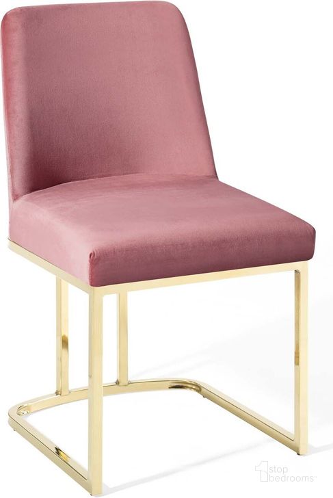 The appearance of Amplify Sled Base Performance Velvet Dining Side Chair EEI-3810-GLD-DUS designed by Modway in the modern / contemporary interior design. This gold dusty rose piece of furniture  was selected by 1StopBedrooms from Amplify Collection to add a touch of cosiness and style into your home. Sku: EEI-3810-GLD-DUS. Material: Wood. Product Type: Side Chair. Image1