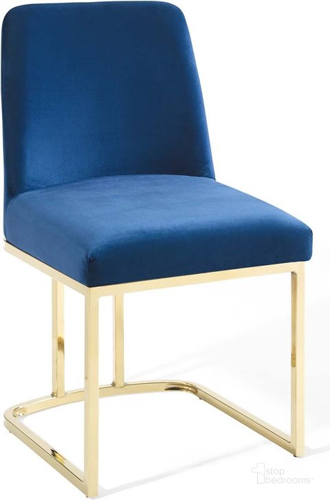The appearance of Amplify Sled Base Performance Velvet Dining Side Chair EEI-3810-GLD-NAV designed by Modway in the modern / contemporary interior design. This gold navy piece of furniture  was selected by 1StopBedrooms from Amplify Collection to add a touch of cosiness and style into your home. Sku: EEI-3810-GLD-NAV. Material: Wood. Product Type: Side Chair. Image1
