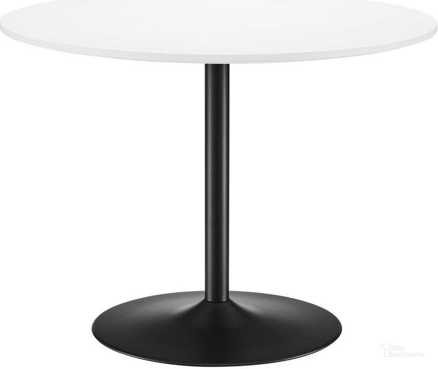 The appearance of Amuse 40 Inch Dining Table In Black White designed by Modway in the modern / contemporary interior design. This black white piece of furniture  was selected by 1StopBedrooms from Amuse Collection to add a touch of cosiness and style into your home. Sku: EEI-6249-BLK-WHI. Table Base Style: Pedestal. Table Top Shape: Round. Product Type: Dining Table. Material: Wood Veneer. Size: 40". Image1