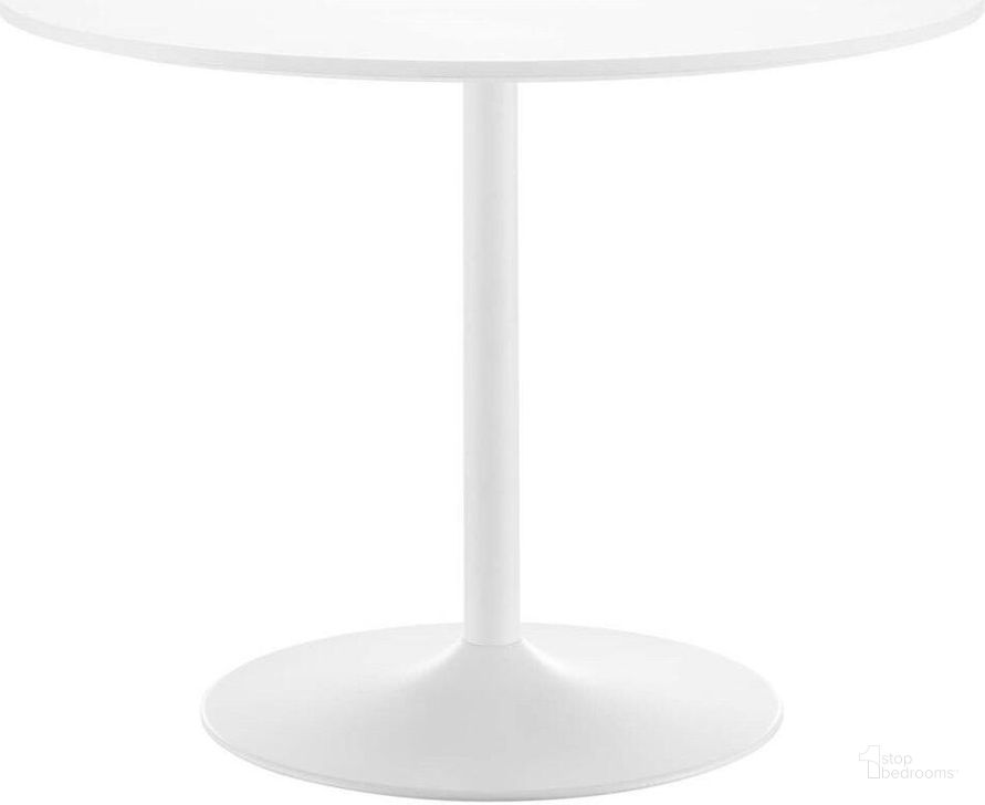 The appearance of Amuse 40 Inch Dining Table In White designed by Modway in the modern / contemporary interior design. This white white piece of furniture  was selected by 1StopBedrooms from Amuse Collection to add a touch of cosiness and style into your home. Sku: EEI-6249-WHI-WHI. Table Base Style: Pedestal. Table Top Shape: Round. Product Type: Dining Table. Material: Wood Veneer. Size: 40". Image1