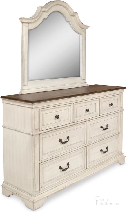 The appearance of Anastasia Two Toned Mirror designed by New Classic in the rustic / southwestern interior design. This white piece of furniture  was selected by 1StopBedrooms from Anastasia Collection to add a touch of cosiness and style into your home. Sku: B1731-060. Material: Wood. Product Type: Dresser Mirror. Image1