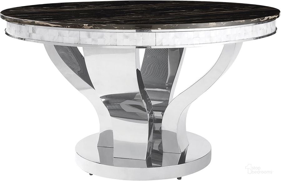 The appearance of Anchorage Chrome Dining Table designed by Coaster in the modern / contemporary interior design. This chrome piece of furniture  was selected by 1StopBedrooms from Anchorage Collection to add a touch of cosiness and style into your home. Sku: 107891B1;107891B2;107891B3. Table Base Style: Pedestal. Table Top Shape: Round. Material: Glass. Product Type: Dining Table. Image1