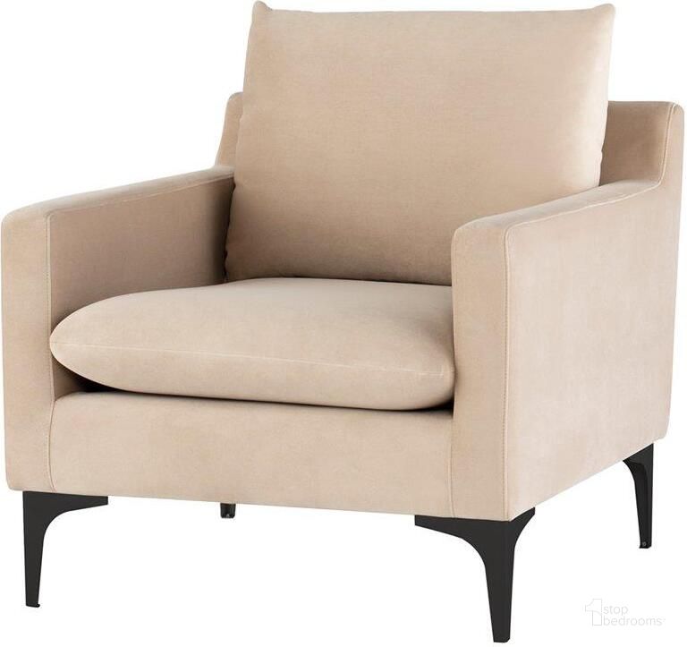 The appearance of Anders Nude And Black Accent Chair designed by Nuevo in the modern / contemporary interior design. This beige piece of furniture  was selected by 1StopBedrooms from Anders Collection to add a touch of cosiness and style into your home. Sku: HGSC572. Material: Metal. Product Type: Accent Chair. Image1