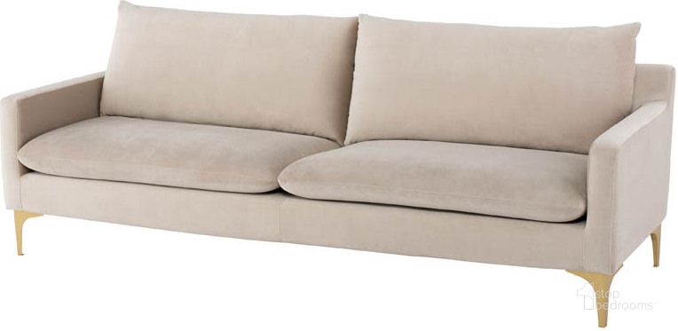 The appearance of Anders Nude Fabric Triple Seat Sofa HGSC568 designed by Nuevo in the modern / contemporary interior design. This nude piece of furniture  was selected by 1StopBedrooms from Anders Collection to add a touch of cosiness and style into your home. Sku: HGSC568. Material: Fabric. Product Type: Sofa. Image1
