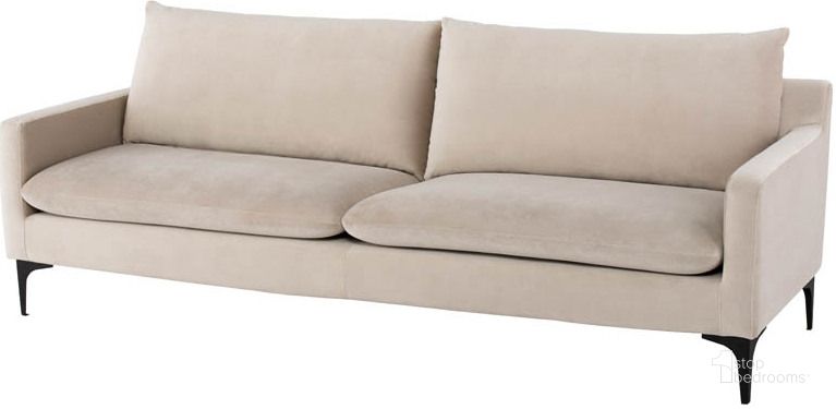The appearance of Anders Nude Fabric Triple Seat Sofa HGSC569 designed by Nuevo in the modern / contemporary interior design. This nude piece of furniture  was selected by 1StopBedrooms from Anders Collection to add a touch of cosiness and style into your home. Sku: HGSC569. Material: Fabric. Product Type: Sofa. Image1