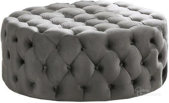 The appearance of Anderson 40 Inch Round Velvet Fabric Ottoman In Gray designed by Best Master Furniture in the transitional interior design. This light gray piece of furniture  was selected by 1StopBedrooms from Anderson Collection to add a touch of cosiness and style into your home. Sku: SH002GV. Product Type: Ottoman. Material: Velvet. Image1