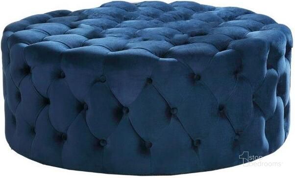 The appearance of Anderson 40 Inch Round Velvet Fabric Ottoman In Navy designed by Best Master Furniture in the transitional interior design. This navy piece of furniture  was selected by 1StopBedrooms from Anderson Collection to add a touch of cosiness and style into your home. Sku: SH002BL. Product Type: Ottoman. Material: Velvet. Image1