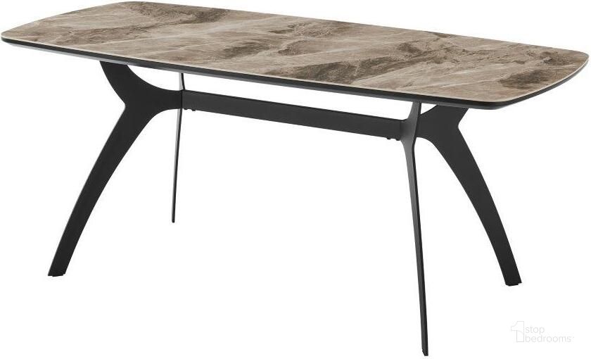 The appearance of Andes Ceramic And Metal Rectangular Dining Room Table designed by Armen Living in the modern / contemporary interior design. This black and grey piece of furniture  was selected by 1StopBedrooms from Andes Collection to add a touch of cosiness and style into your home. Sku: LCANDIGRTOP;LCANDIGRBASE. Table Base Style: Trestle. Product Type: Dining Table. Table Top Shape: Rectangular. Material: Stainless Steel. Size: 70". Image1