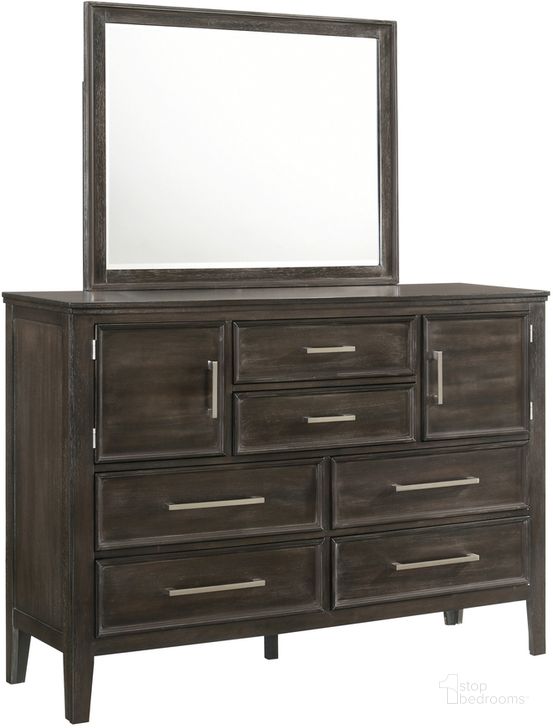 The appearance of Andover Nutmeg Mirror designed by New Classic in the transitional interior design. This brown piece of furniture  was selected by 1StopBedrooms from Andover Collection to add a touch of cosiness and style into your home. Sku: B677B-060. Product Type: Dresser Mirror. Image1