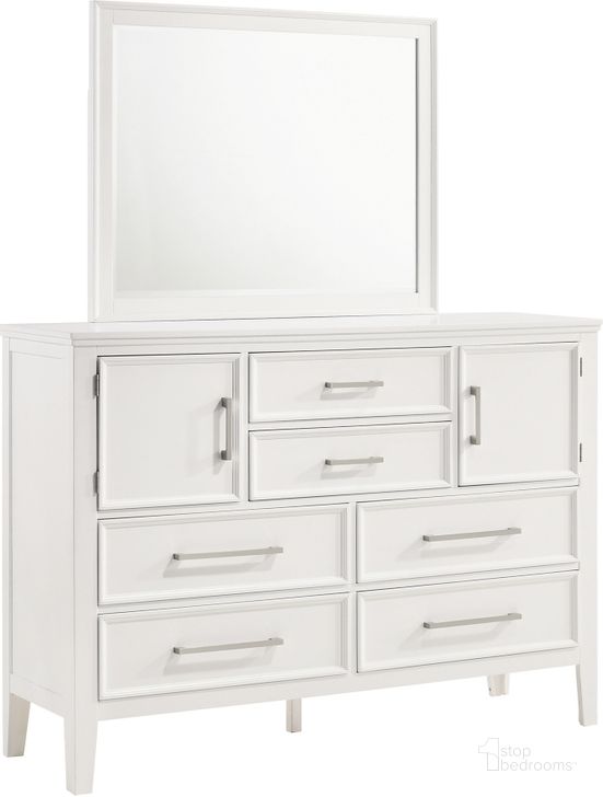 The appearance of Andover White Dresser designed by New Classic in the transitional interior design. This white piece of furniture  was selected by 1StopBedrooms from Andover Collection to add a touch of cosiness and style into your home. Sku: B677W-050. Product Type: Dresser. Image1