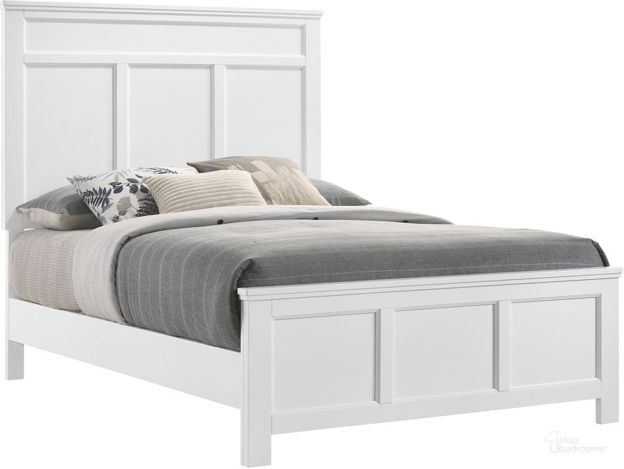 The appearance of Andover White Full Panel Bed designed by New Classic in the transitional interior design. This white piece of furniture  was selected by 1StopBedrooms from Andover Collection to add a touch of cosiness and style into your home. Sku: B677W-415;B677W-535. Bed Type: Panel Bed. Product Type: Panel Bed. Bed Size: Full. Image1