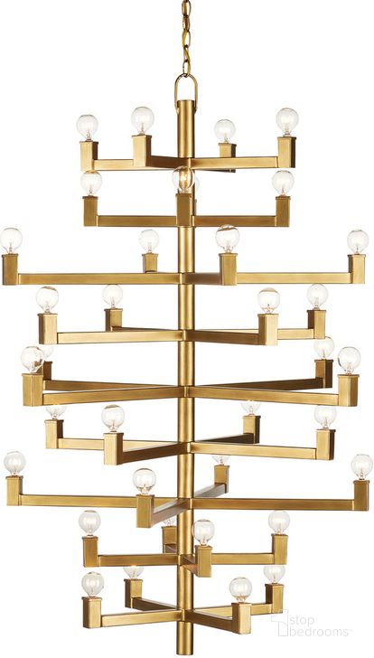 The appearance of andre Large Brass Chandelier designed by Currey & Company in the modern / contemporary interior design. This brass piece of furniture  was selected by 1StopBedrooms from Andre Collection to add a touch of cosiness and style into your home. Sku: 9000-0919. Product Type: Chandelier. Material: Iron. Image1