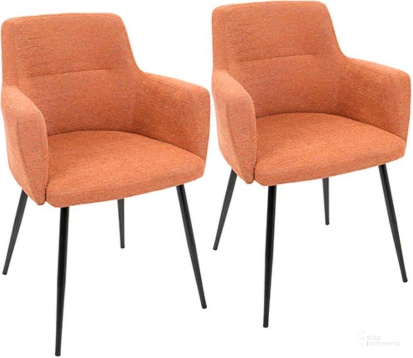 The appearance of Andrew Contemporary Dining/Accent Chair In Black With Orange Fabric - Set Of 2 designed by Lumisource in the modern / contemporary interior design. This orange piece of furniture  was selected by 1StopBedrooms from Andrew Collection to add a touch of cosiness and style into your home. Sku: CH-ANDRW BK+O2. Material: Wood. Product Type: Accent Chair. Image1