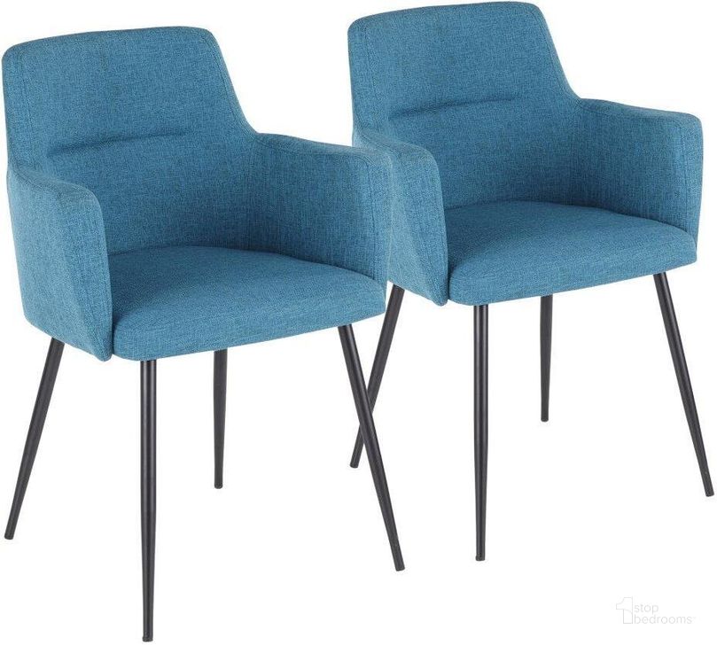 The appearance of Andrew Contemporary Dining/Accent Chair In Black With Teal Fabric - Set Of 2 designed by Lumisource in the modern / contemporary interior design. This black piece of furniture  was selected by 1StopBedrooms from Andrew Collection to add a touch of cosiness and style into your home. Sku: CH-ANDRW BK+TL2. Material: Fabric. Product Type: Accent Chair. Image1