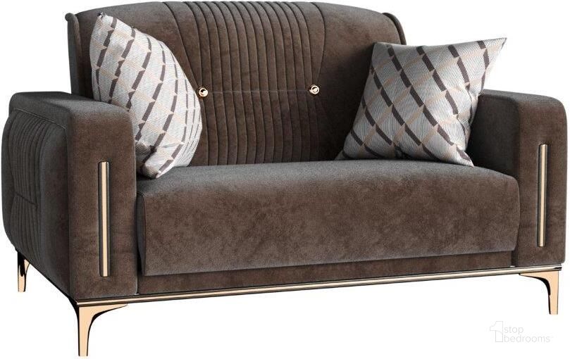 The appearance of Angel Upholstered Convertible Loveseat with Storage In Brown designed by Casamode in the modern / contemporary interior design. This brown piece of furniture  was selected by 1StopBedrooms from Angel Collection to add a touch of cosiness and style into your home. Sku: ANG-BN-LS. Material: Microfiber. Product Type: Loveseat. Image1