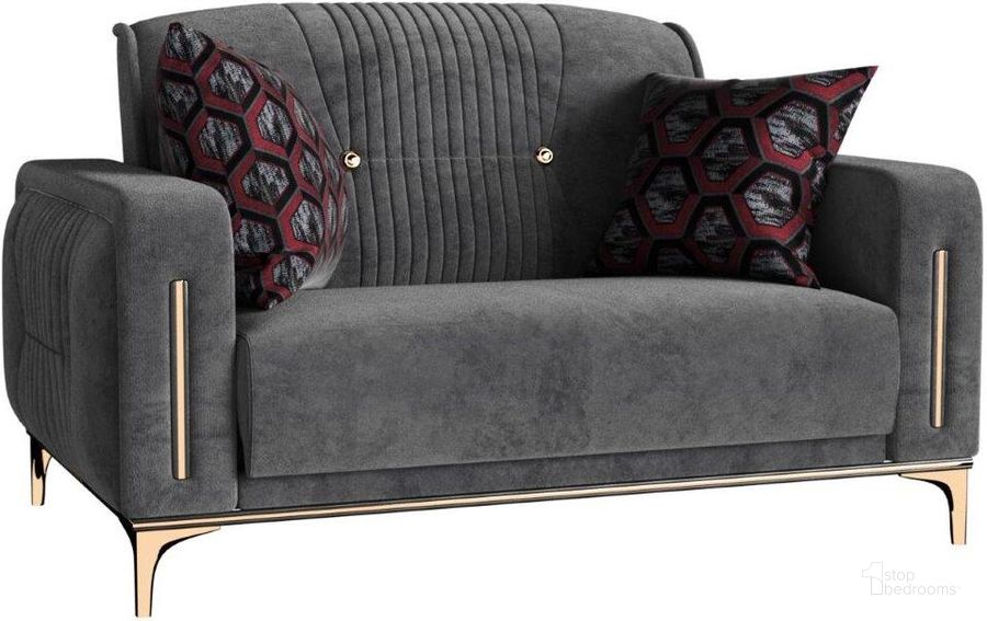 The appearance of Angel Upholstered Convertible Loveseat with Storage In Gray designed by Casamode in the modern / contemporary interior design. This gray piece of furniture  was selected by 1StopBedrooms from Angel Collection to add a touch of cosiness and style into your home. Sku: ANG-GY-LS. Material: Microfiber. Product Type: Loveseat. Image1