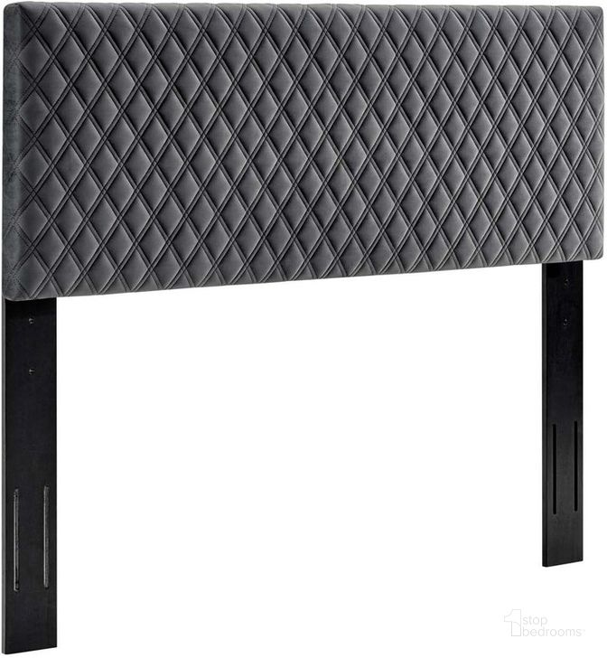 The appearance of Angela Full/Queen Performance Velvet Headboard In Charcoal designed by Modway in the modern / contemporary interior design. This charcoal piece of furniture  was selected by 1StopBedrooms from Angela Collection to add a touch of cosiness and style into your home. Sku: MOD-6210-CHA. Product Type: Headboard. Material: MDF. Image1