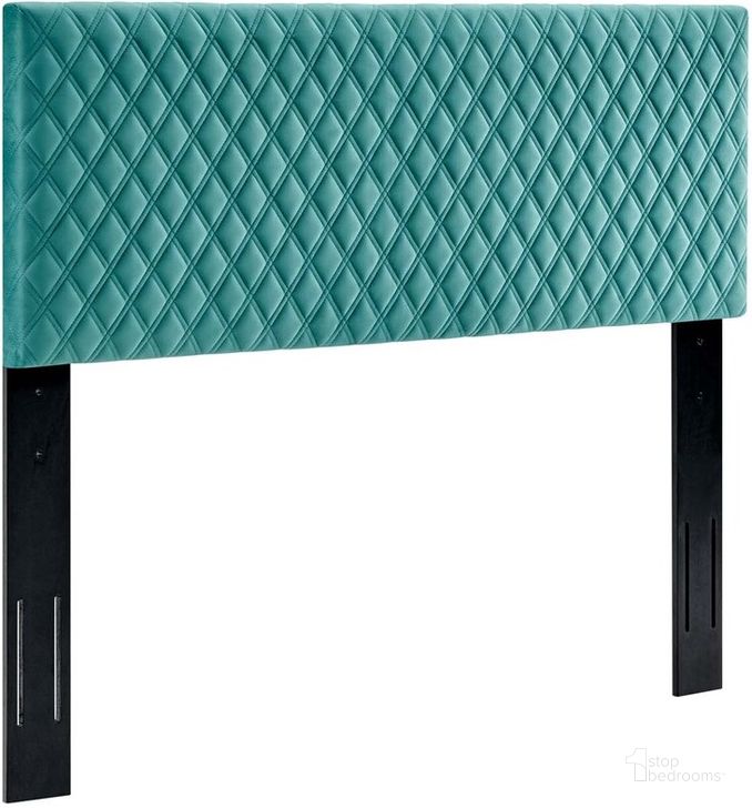 The appearance of Angela Full/Queen Performance Velvet Headboard In Teal designed by Modway in the modern / contemporary interior design. This teal piece of furniture  was selected by 1StopBedrooms from Angela Collection to add a touch of cosiness and style into your home. Sku: MOD-6210-TEA. Product Type: Headboard. Material: MDF. Image1