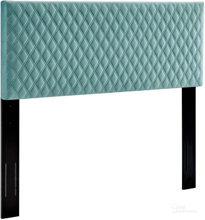 The appearance of Angela King Performance Velvet Headboard In Mint designed by Modway in the modern / contemporary interior design. This mint piece of furniture  was selected by 1StopBedrooms from Angela Collection to add a touch of cosiness and style into your home. Sku: MOD-6211-MIN. Product Type: Headboard. Material: MDF. Image1