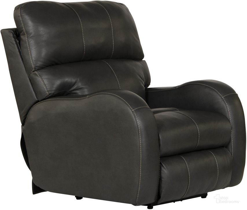 The appearance of Angelo Italian Leather Match Power Recliner with Power Adjustable Headrest In Gunmetal designed by Catnapper in the traditional interior design. This gunmetal piece of furniture  was selected by 1StopBedrooms from Angelo Collection to add a touch of cosiness and style into your home. Sku: 644607127358307358. Product Type: Recliner. Material: Leather Match. Image1