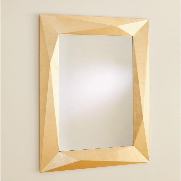 The appearance of Angular Mirror In Gold Leaf designed by Global Views in the modern / contemporary interior design. This gold piece of furniture  was selected by 1StopBedrooms from Angular Collection to add a touch of cosiness and style into your home. Sku: 3.31538. Material: MDF. Product Type: Accent Mirror. Image1