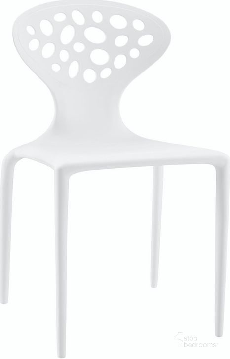 The appearance of Animate Dining Chair In White designed by Modway in the modern / contemporary interior design. This white piece of furniture  was selected by 1StopBedrooms from Animate Collection to add a touch of cosiness and style into your home. Sku: EEI-1702-WHI. Material: Polypropylene. Product Type: Dining Chair. Image1