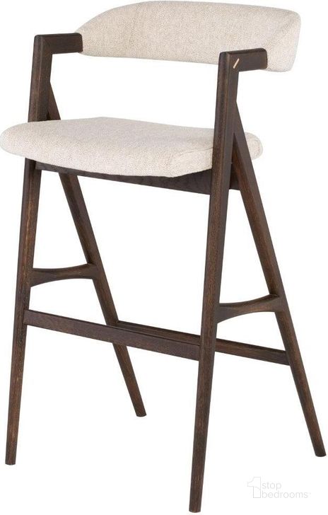 The appearance of Anita Shell Fabric Bar Stool designed by Nuevo in the modern / contemporary interior design. This shell piece of furniture  was selected by 1StopBedrooms from Anita Collection to add a touch of cosiness and style into your home. Sku: HGSR785. Material: Fabric. Product Type: Barstool. Image1