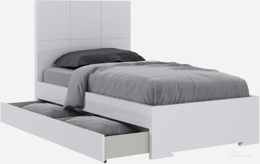 The appearance of Anna White Trundle Twin Bed designed by Whiteline Modern Living in the modern / contemporary interior design. This white piece of furniture  was selected by 1StopBedrooms from Anna Collection to add a touch of cosiness and style into your home. Sku: BT1207T-WHT. Bed Type: Panel Bed. Product Type: Panel Bed. Bed Size: Twin. Image1