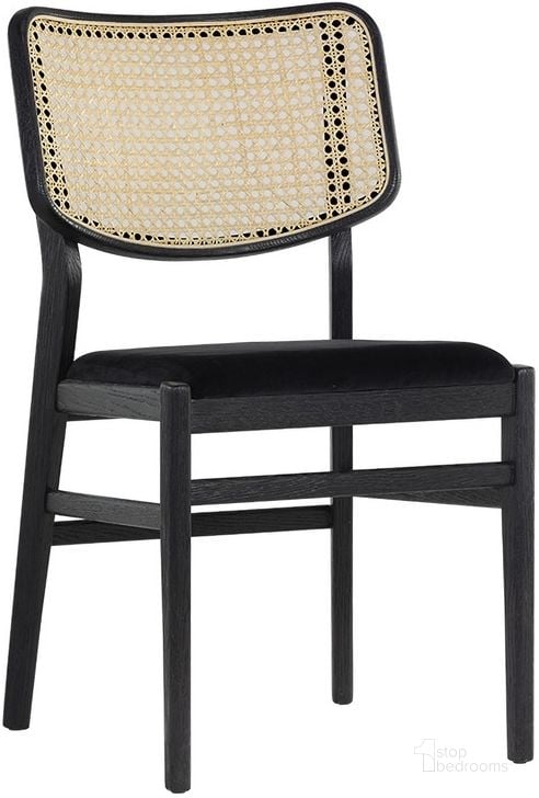 The appearance of Annex Dining Chair Black Velvet Black - Set of 2 designed by Sunpan in the modern / contemporary interior design. This black piece of furniture  was selected by 1StopBedrooms from Annex Collection to add a touch of cosiness and style into your home. Sku: 106692. Material: Fabric. Product Type: Dining Chair. Image1