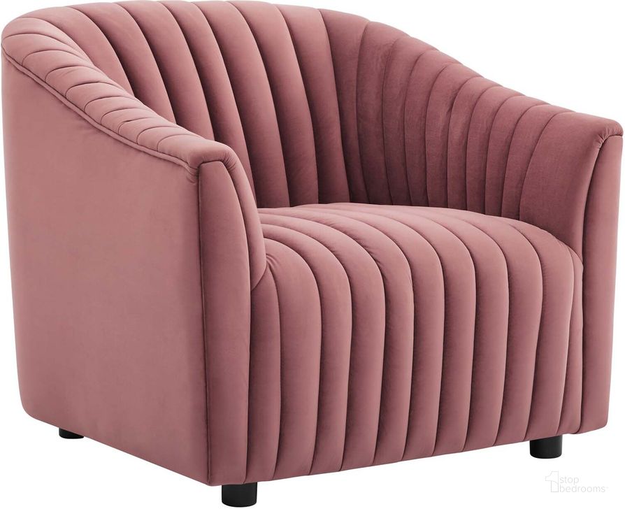 The appearance of Announce Performance Velvet Channel Tufted Arm Chair In Dusty Rose designed by Modway in the modern / contemporary interior design. This dusty rose piece of furniture  was selected by 1StopBedrooms from Announce Collection to add a touch of cosiness and style into your home. Sku: EEI-5055-DUS. Material: Wood. Product Type: Arm Chair. Image1