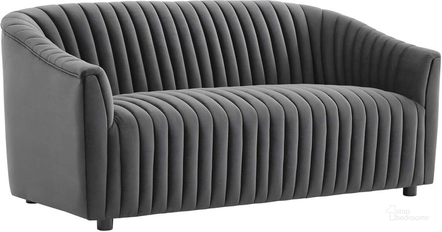 The appearance of Announce Performance Velvet Channel Tufted Loveseat In Charcoal designed by Modway in the modern / contemporary interior design. This charcoal piece of furniture  was selected by 1StopBedrooms from Announce Collection to add a touch of cosiness and style into your home. Sku: EEI-5054-CHA. Material: Wood. Product Type: Loveseat. Image1