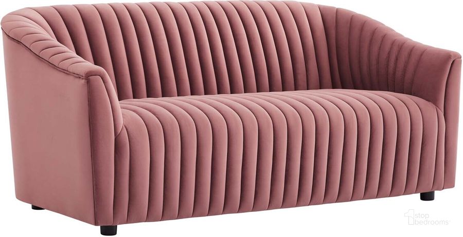 The appearance of Announce Performance Velvet Channel Tufted Loveseat In Dusty Rose designed by Modway in the modern / contemporary interior design. This dusty rose piece of furniture  was selected by 1StopBedrooms from Announce Collection to add a touch of cosiness and style into your home. Sku: EEI-5054-DUS. Material: Wood. Product Type: Loveseat. Image1