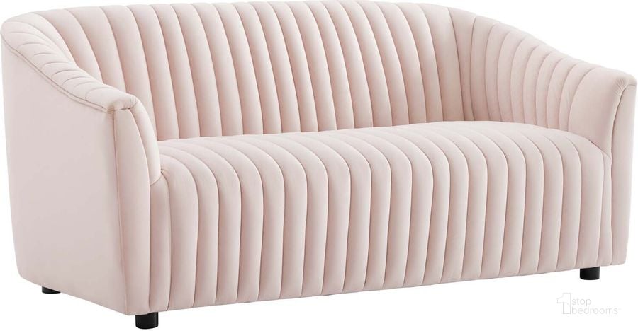 The appearance of Announce Performance Velvet Channel Tufted Loveseat In Pink designed by Modway in the modern / contemporary interior design. This pink piece of furniture  was selected by 1StopBedrooms from Announce Collection to add a touch of cosiness and style into your home. Sku: EEI-5054-PNK. Material: Wood. Product Type: Loveseat. Image1
