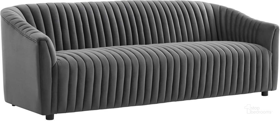 The appearance of Announce Performance Velvet Channel Tufted Sofa In Charcoal designed by Modway in the modern / contemporary interior design. This charcoal piece of furniture  was selected by 1StopBedrooms from Announce Collection to add a touch of cosiness and style into your home. Sku: EEI-5053-CHA. Material: Wood. Product Type: Sofa. Image1