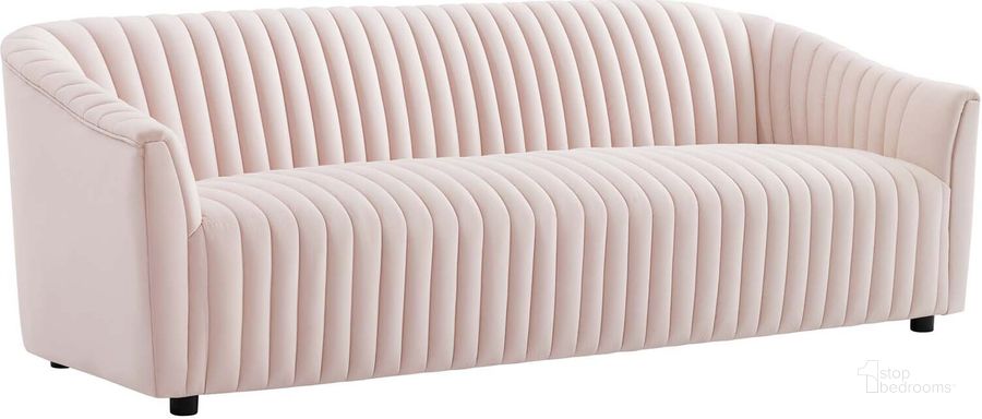 The appearance of Announce Performance Velvet Channel Tufted Sofa In Pink designed by Modway in the modern / contemporary interior design. This pink piece of furniture  was selected by 1StopBedrooms from Announce Collection to add a touch of cosiness and style into your home. Sku: EEI-5053-PNK. Material: Wood. Product Type: Sofa. Image1