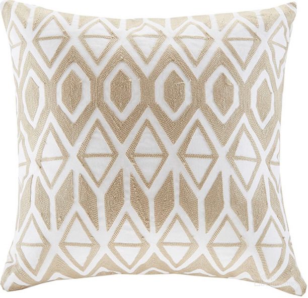 The appearance of Anslee Faux Linen Cotton Embroidered Square Pillow In Taupe designed by Olliix in the country / farmhouse interior design. This taupe piece of furniture  was selected by 1StopBedrooms from Anslee Collection to add a touch of cosiness and style into your home. Sku: HH30-1693. Material: Cotton. Product Type: Pillow. Image1