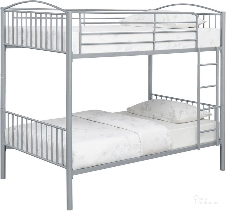 The appearance of Anson Silver Twin Over Twin Bunk Bed designed by Coaster in the modern / contemporary interior design. This silver piece of furniture  was selected by 1StopBedrooms from Anson Collection to add a touch of cosiness and style into your home. Sku: 400730T. Bed Type: Bunk Bed. Material: Metal. Product Type: Bunk Bed. Bed Size: Twin Over Twin. Image1