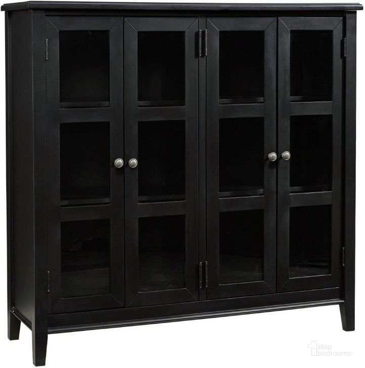 The appearance of Anta Narivo Black Accent Chest and Cabinet designed by Versailles Home in the modern / contemporary interior design. This black piece of furniture  was selected by 1StopBedrooms from Anta Narivo Collection to add a touch of cosiness and style into your home. Sku: T959-40. Material: Glass. Product Type: Accent Cabinet. Image1